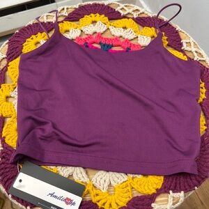 Purple nwt lined crop cami longline bralette